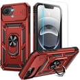 thumbnail image 1 of KOMI Compatible for iPhone 16e Case with Screen Protector - Slide Camera Cover Protective Phone Case with Ring Stand, Heavy Duty Shockproof Rugged Bumper for iPhone 16e Accessories, 1 of 5
