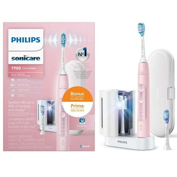 Philips Sonicare ExpertClean 7700 Rechargeable Electric Toothbrush with UV Sanitizer, Pink, HX9630