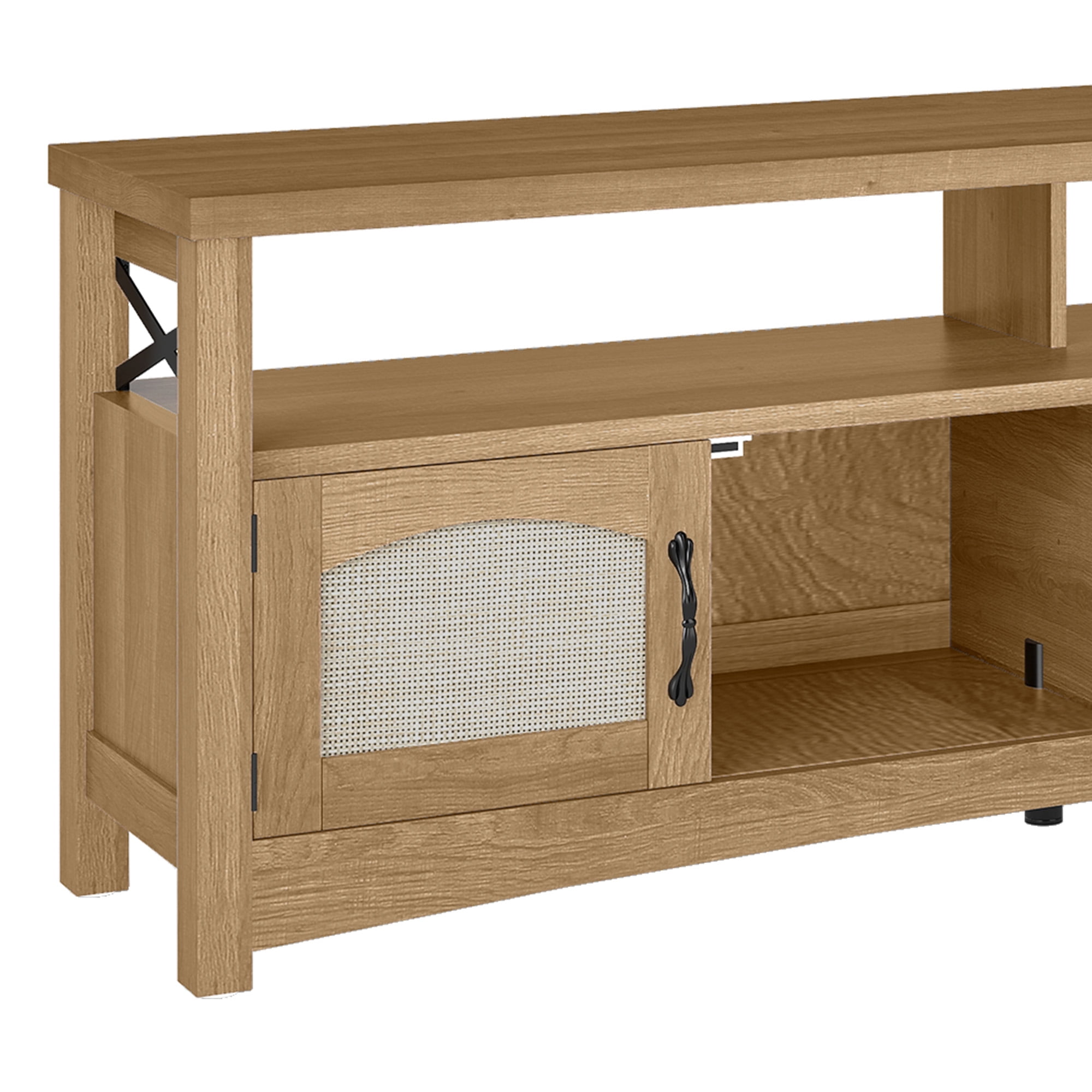 Uforic Farmhouse TV Stand for 65 inch TV, Entertainment Center with LED Light, TV Media Console Cabinet, 59" Oak