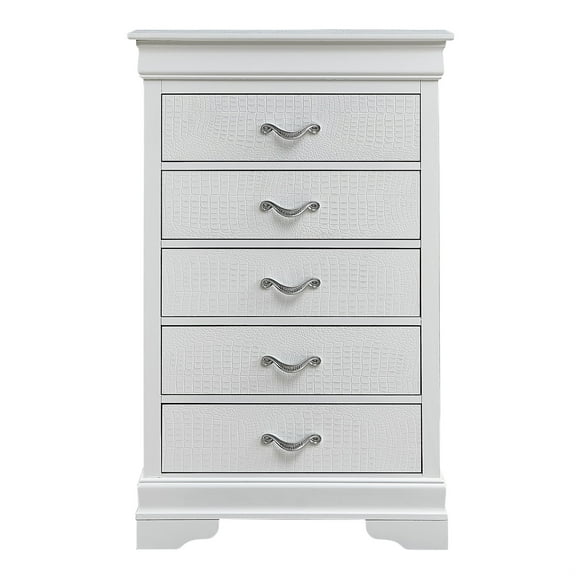 Lorana Silver Champagne 5-Drawer Chest of Drawers (31 in. L X 16 in. W X 48 in. H)