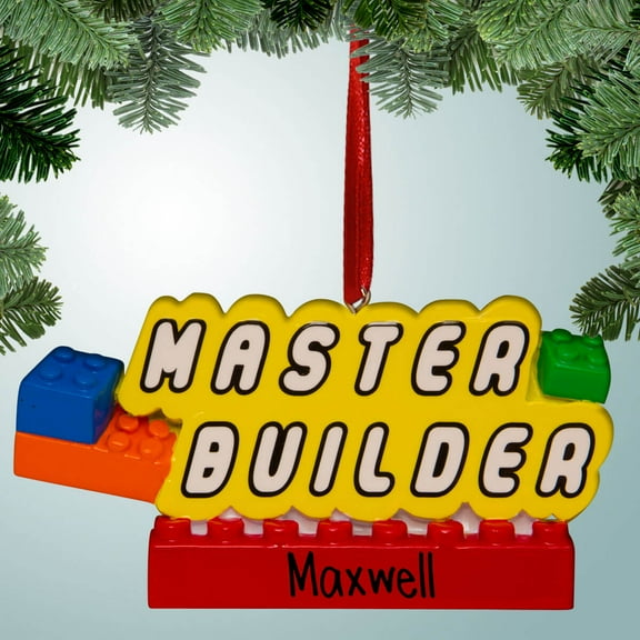 Master Builder Building Blocks - Personalized Christmas Ornament - Perfect Stocking Stuffer - Great Gift Ideas