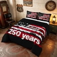 thumbnail image 2 of Manfei Grunge American Flag Queen Comforter Set, We the People 250 Years Print Comforter Sets Queen, Black Red, Black Reversible 3pcs, 1 Comforter and 2 Pillowcases, 2 of 6