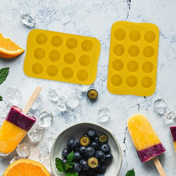Hovmgk Flexible Ice Cubes Trays, 2-Pack BPA-Free Silicone Molds, Easy Ice Release, Dishwasher Safe, Ideal for Freezing Soups, Juices, Chocolate & Baby Food, Stackable, Red/Yellow, Kitchen Use