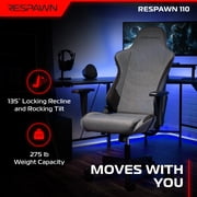RESPAWN 110 Ergonomic Gaming Chair - Reclining Office Video Game Swivel Chair with Lumbar Support, Headrest, Heavy Duty, High Back, Racing Style Gaming Recliner Seat for Computer Gamer - Gray Fabric