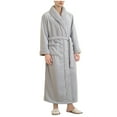 thumbnail image 2 of AnuYalue Men's Long Sleeve Sleepwear Fleece Lined Robe Fashion Flannel Bathrobe Solid Color Cardigan Pajamas, 2 of 9