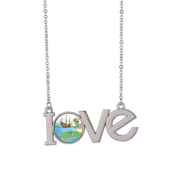 Cancun Mexico Island Mayan Temple Love Necklace Pendant Charm Jewelry