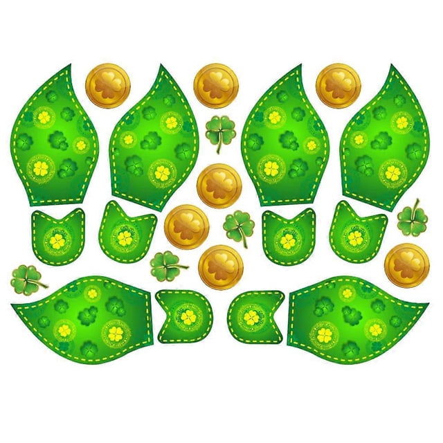 Clover Printing Footprint Sticker Creative Mural Self-adhesive Decal Clover Floor Glass Decoration Accessories for St. Patricks Day DIY Home Decoratio