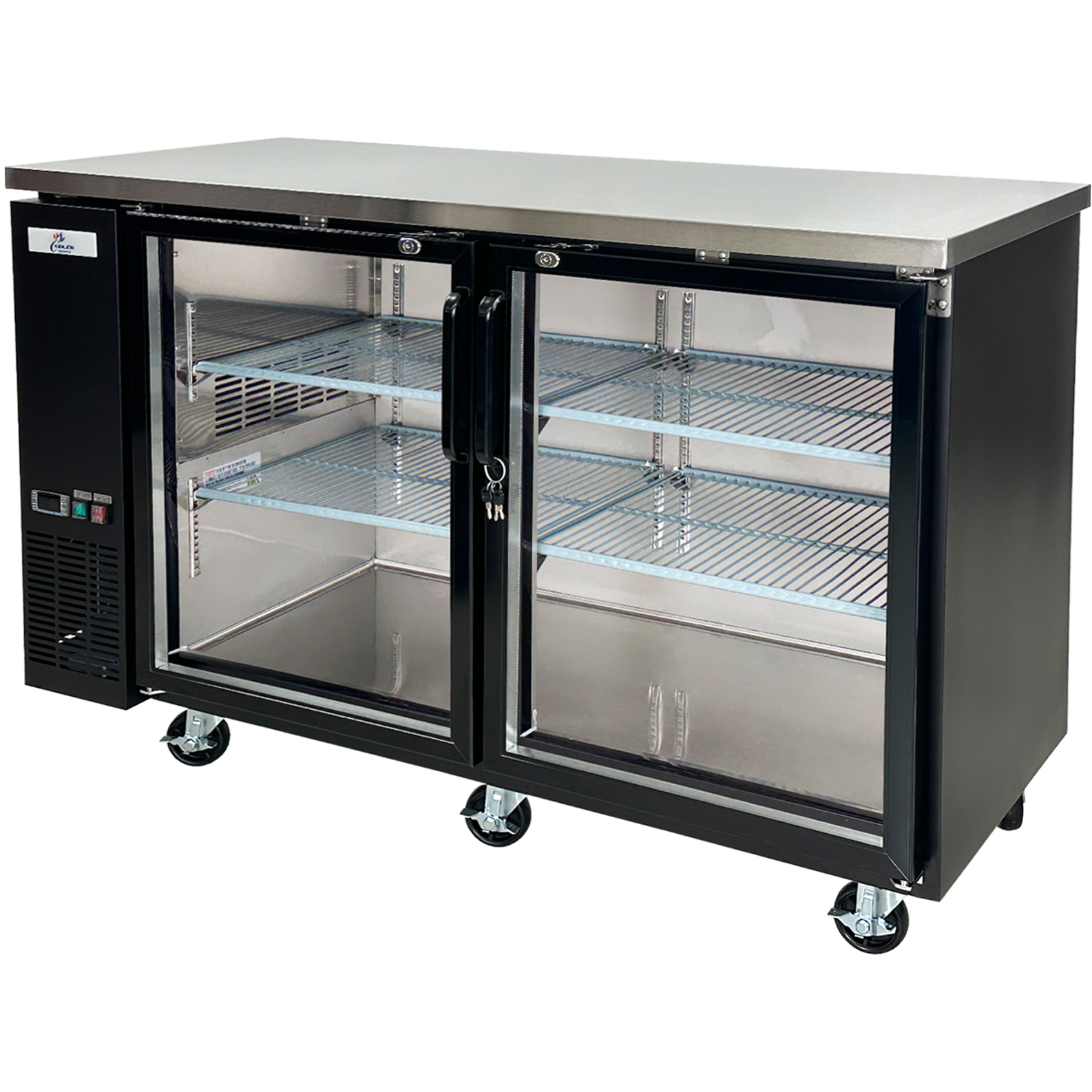 60" Commercial Back Bar Cooler – Double Glass Door Beer Refrigerator, 16 cu.ft, R134a, 115V | NSF ETL Certified