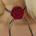 thumbnail image 2 of Unique Bargains 1 Pc Choker Necklace Delicate Pearl Satin Rose Tie Wrap Around Wrist Bracelet Wine Red, 2 of 6