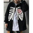 thumbnail image 5 of Chaos World Women's Zip Up Skeleton Print Hoodie Y2K E-Girl Long Sleeve Hooded Jacket Sweatshirt, 5 of 7