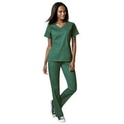 WonderWink Scrubs Set PRO Women's 4 Pocket Wrap Top & Knit Waist Straight Leg Pant