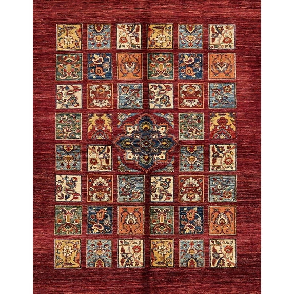 Ahgly Company Machine Washable Indoor Rectangle Abstract Rust Pink Area Rugs, 8' x 10'