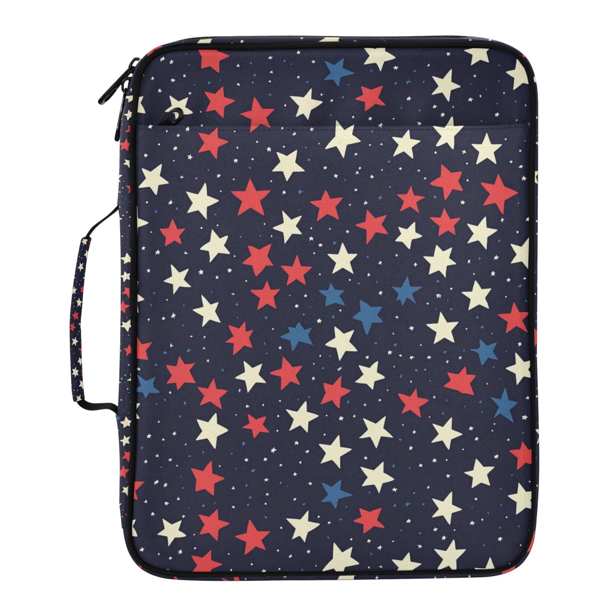 FORMRS Accordion File Folder A4 Size 7-Pocket Expanding Document Organizer Bag with 3 Ring Binder, Red Starry Pattern