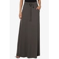 thumbnail image 3 of TheMogan Women's S~3X Drawstring Waist Pocket Drapey Jersey A-Line Long Maxi Skirt, 3 of 7