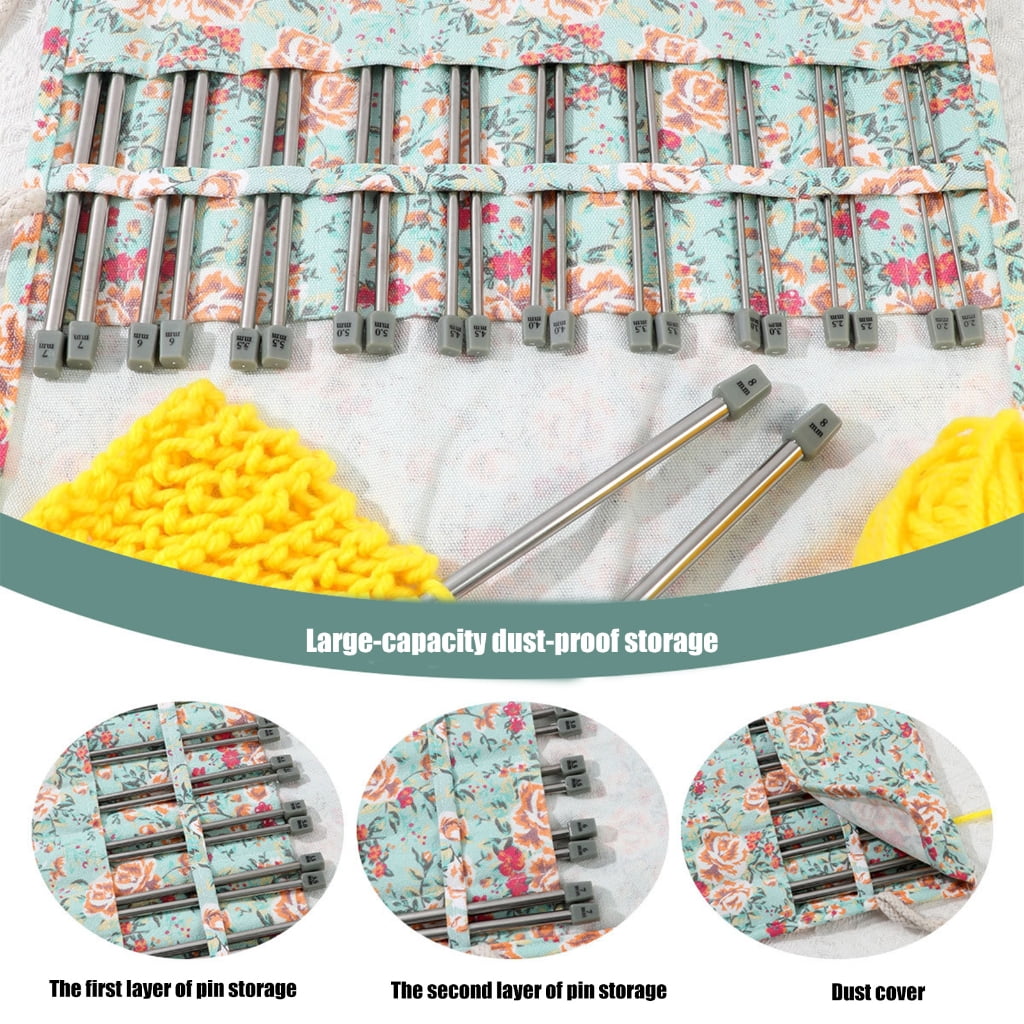 11Pairs Single Pointed Knitting Needle Bag Case 25.0cm Straight Knitting Needle