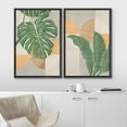 thumbnail image 3 of IDEA4WALL Framed Canvas Print Wall Art Set Mid-Century Jungle Monstera Palm Landscape Digital Art Decorative Bohemian Colorful Chic Artwork for Living Room, Bedroom, Office - 24"x36"x2 Black, 3 of 5
