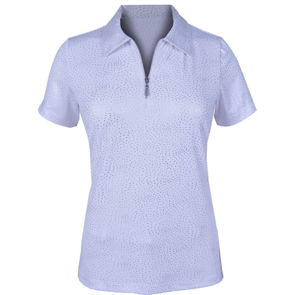Monterey Club Women's Fireworks Foil Print Zip Golf Polo Shirt #2441