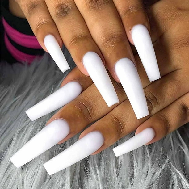 Coffin Extra Long Fake Nails Ballerina Press on Nails Matte Acrylic