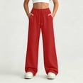 thumbnail image 2 of Vibrex Girl's Wide Leg Sweatpants Elastic High Waisted Loose Pants with Pockets Solid Color Atheltic Casual Drawstring Sweat Pants 5-14 Years, 2 of 9
