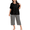 BlackCheckered, variant on FEREMO Women Plus Size Pajamas Set Short Sleeve Prints Pjs Sets Sleepwear 2 Piece Loungewear Capri Pants with Pockets
