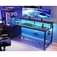 thumbnail image 2 of Escritorio con Cajón y Repisa, 150×50 cm Escritorio Gamer con LED RGB y Soporte para Monitor, Mesa de Computadora con 3 AC + 2 USB, 2 of 7