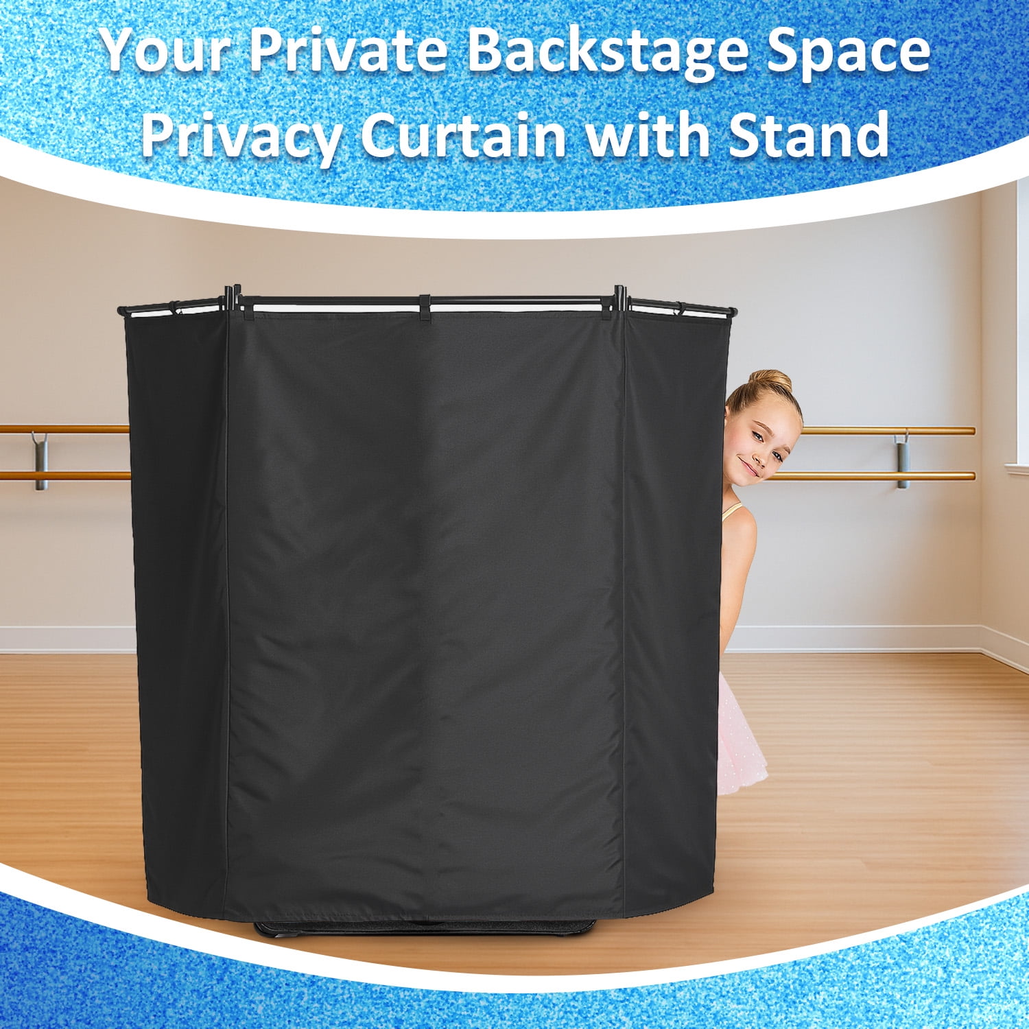 Rolling Dance Competition Bag with Retractable Garment Rack, 29 Inch, Black, Wheeled Travel Suitcase with Privacy Curtain (Black)