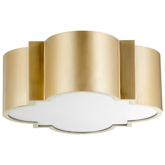 Two Light Flush Mount 16 Inches Wide By 16 Inches Long-Aged Brass Finish Cyan Lighting 10063