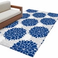thumbnail image 2 of Dahlia Flower Area Rug 4x6 FT, Non Slip Kids Room Carpet, Farmhouse Botanical Blue Grey Floral Washable Soft Floor Carpet Non-Shedding Throw Rug for Dorm Kitchen Study Room Home Office Bedside, 2 of 9