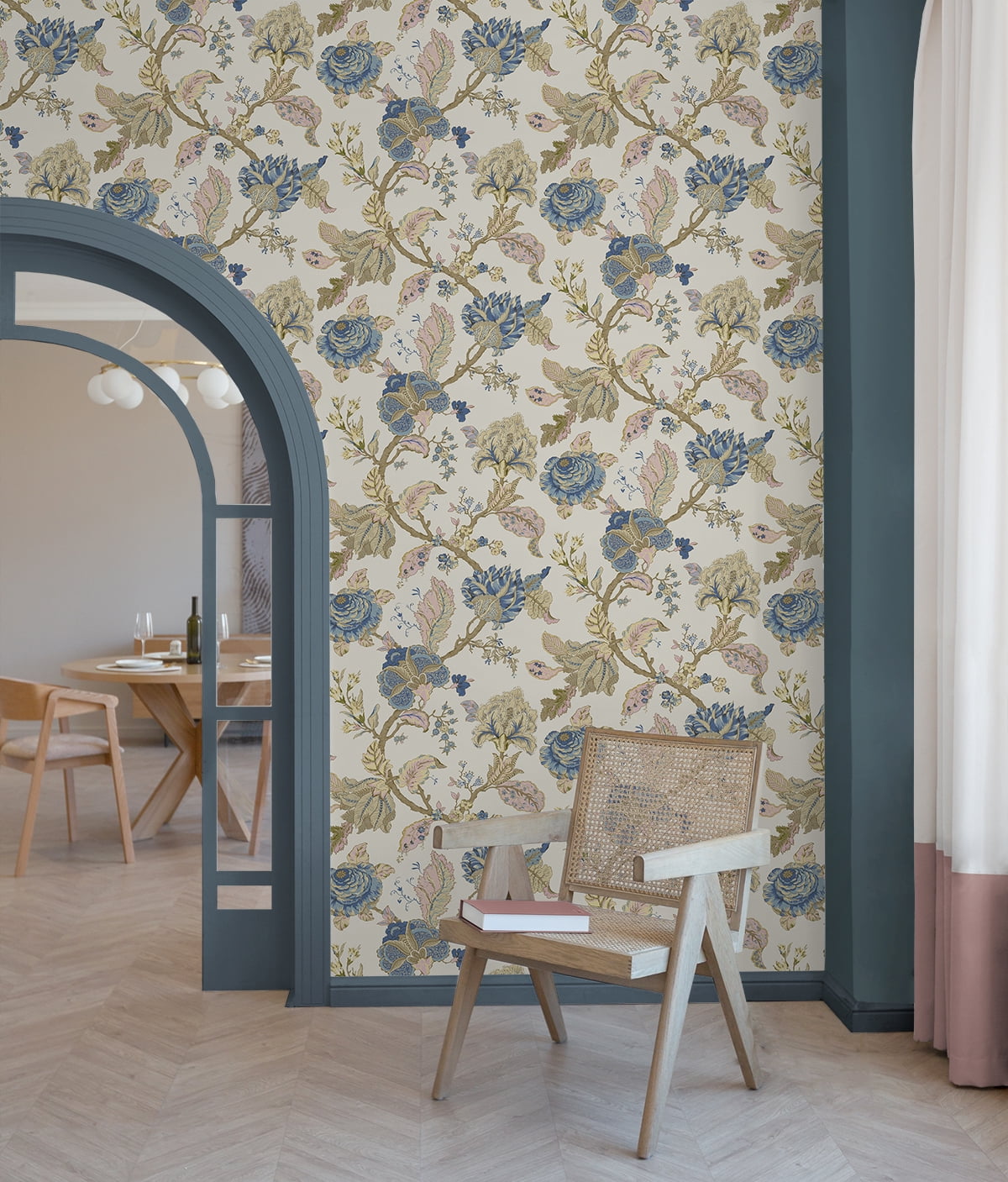 NextWall  Kianna Jacobean Peel and Stick Wallpaper 20.5 in. W x 18 ft. L - Parchment