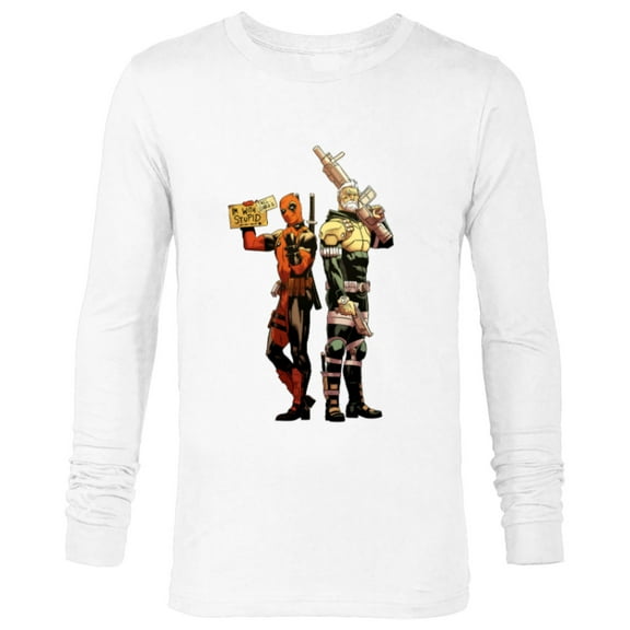 Marvel Deadpool and Cable Super Heroes X-Men I’m With Stupid - Long Sleeve T-Shirt for Men - Customized-White