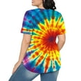 thumbnail image 5 of jtjvou Women's Business Work Blouse Plus Size Short Sleeve Pullover Going out Tops for Teen Tie Dye Tops Lady Trendy Fashion Crewneck Pullover Summer Multicolor,XL, 5 of 6