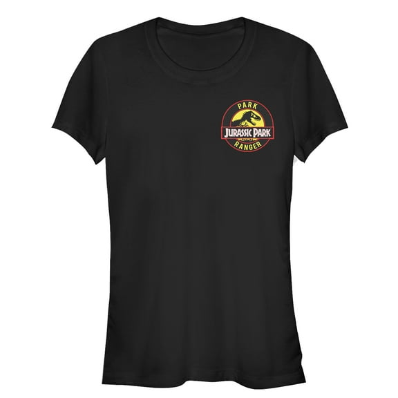 Junior's Jurassic Park Ranger Logo Badge  Graphic Tee Black 2X Large