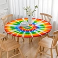 thumbnail image 3 of Rainbow Tie Dye Sunburst Round Fitted Tablecloth with Elastic Edge,Dining Table Cover Waterproof,Outdoor Round Tablecloth for Camping,Dining,Indoor and Outdoor, 3 of 7