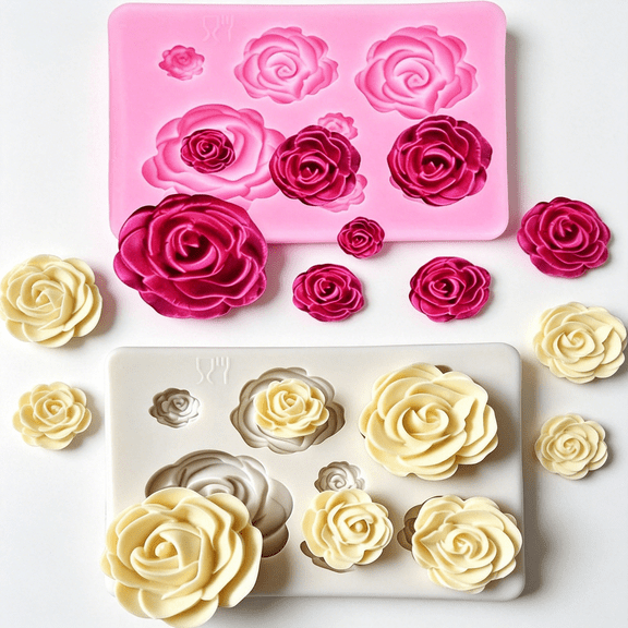 ACDANC 2Pcs Rose Flowers Silicone Molds Cake Chocolate Mold Wedding Cake Decorating Tools Fondant Sugarcraft Cake Molds