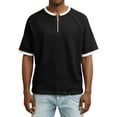 thumbnail image 4 of Gfyviroh Tee Shirts for Men Loose Quarter Zipper Crewneck T Shirts Oversized Short Sleeve Patchwork Tshirts, 4 of 7