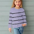 thumbnail image 5 of Holiday Outfits AJTQTH Lovely Girls Long Sleeve Crewneck Striped Shirts Kids Casual Graphic Pullover Tops Loose Lightweight Relaxed Fit Cotton T-Shirts Purple 11-12 Years, 5 of 6