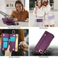 thumbnail image 7 of Crossbody Wallet Case for iPhone 7 / iPhone 8 / iPhone SE 2022 & 2020 RFID Blocking Card Slots, PU Leather Magnetic Snap Wristband Strap Zipper Pocket Phone Case with Stand Ring Buckle, Deeppurple, 7 of 7