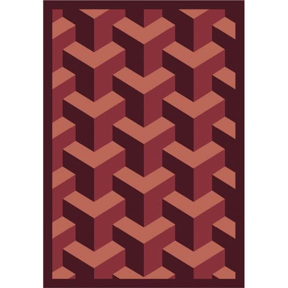 Rooftop Burgundy 7 ft.8 in. x 10 ft.9 in.  WearOn Nylon Machine Tufted- Cut Pile Whimsy Rug