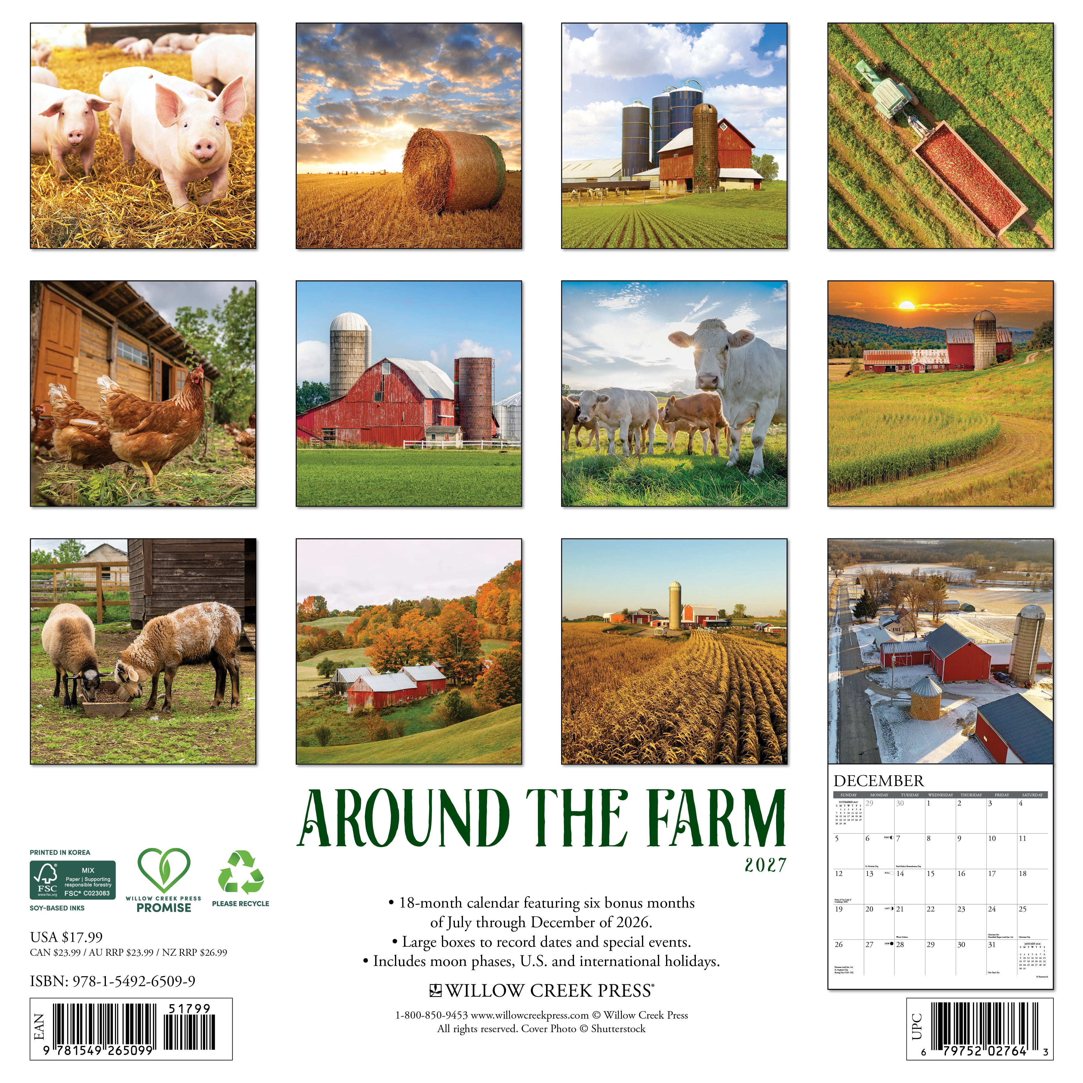 Willow Creek Press, Around the Farm 2027 Wall Calendar