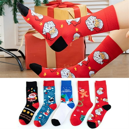 

GROFRY 1 Pair Christmas Holiday Socks Wear Resistant Cotton Middle Tube Xmas Bed Socks for Home