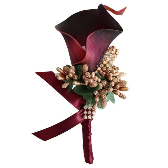 Corsage Flowers Groom Men Boutonniere Bride Wedding Corsages - Red