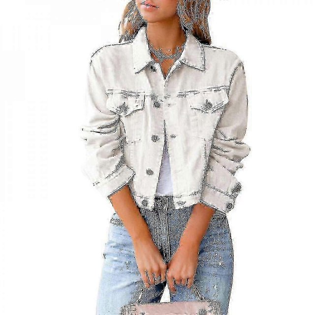 Denim jacket for women with button down and stretch fit
