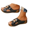 thumbnail image 4 of Womens Wedge Sandals Black Lightweight Casual Open Toe Low Heels Womens House Slippers Size 9 Espadrille Dressy Summer Ankle Strap Buckle Women Sandal, 4 of 9