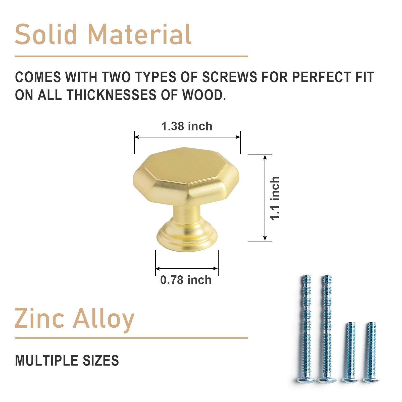 Goo-Ki 12-Pack Light Brushed Brass Kitchen Cabinet Knobs, Single Hole Zinc Alloy Drawer Knobs, Dresser Pulls Handles for Kitchen,Drawer,Cupboard & Wardrobe