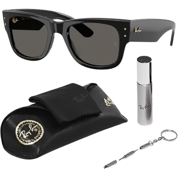 Ray-Ban RB0840S MEGA WAYFARER BLACKED OUT COLLECTION Square Shaped Non-Polarized Sunglasses for Men & Women - Includes Official RAYBAN Eyewear Kit - Ultra Black Lens