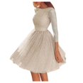 thumbnail image 1 of Robe de Soirée Élégante en Dentelle Creuse avec Col Rond Croisé pour Mariage, 1 of 7