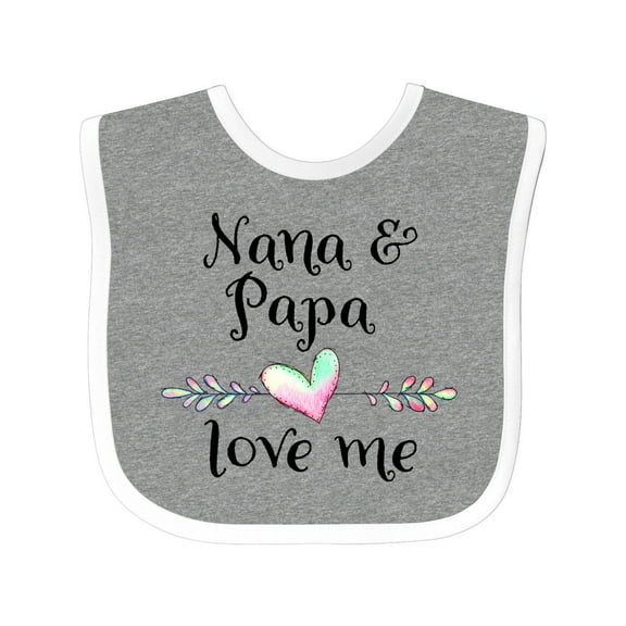 Inktastic Nana and Papa Love Me Heart Grandchild Boys or Girls Baby Bib