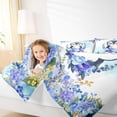 thumbnail image 4 of Castle Fairy Cartoon Animal Penguin 3 Pieces Queen Comforter Set for Preppy Child,Chic Blue Purple Floral Flowers Ultra Soft Bedding Sets,Spring Garden Bedding Comforter Set Breathable, 4 of 8