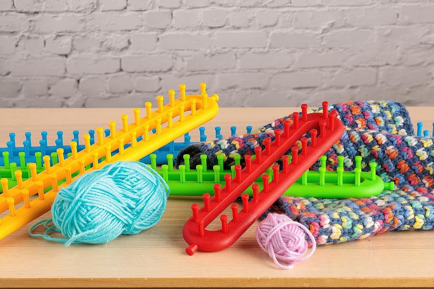 TUWAFE 2026 New 4 Piece Long Peg Knitting Loom Set for Knitting,Crochet,Crafting