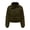 Army Green, variant on Cropped Puffer Jacket Women Stand Collar Long Sleeve Full Zipper Bubbles Coat Warm Winter Fall Fashion Outerwear